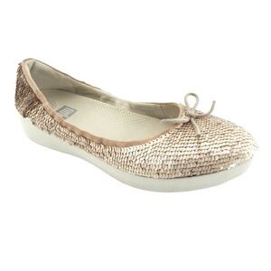 FITFLOP SEQUIN SUPERBALERINA PLATFORM BOW ROUND TOE COMFORT SHOES 10